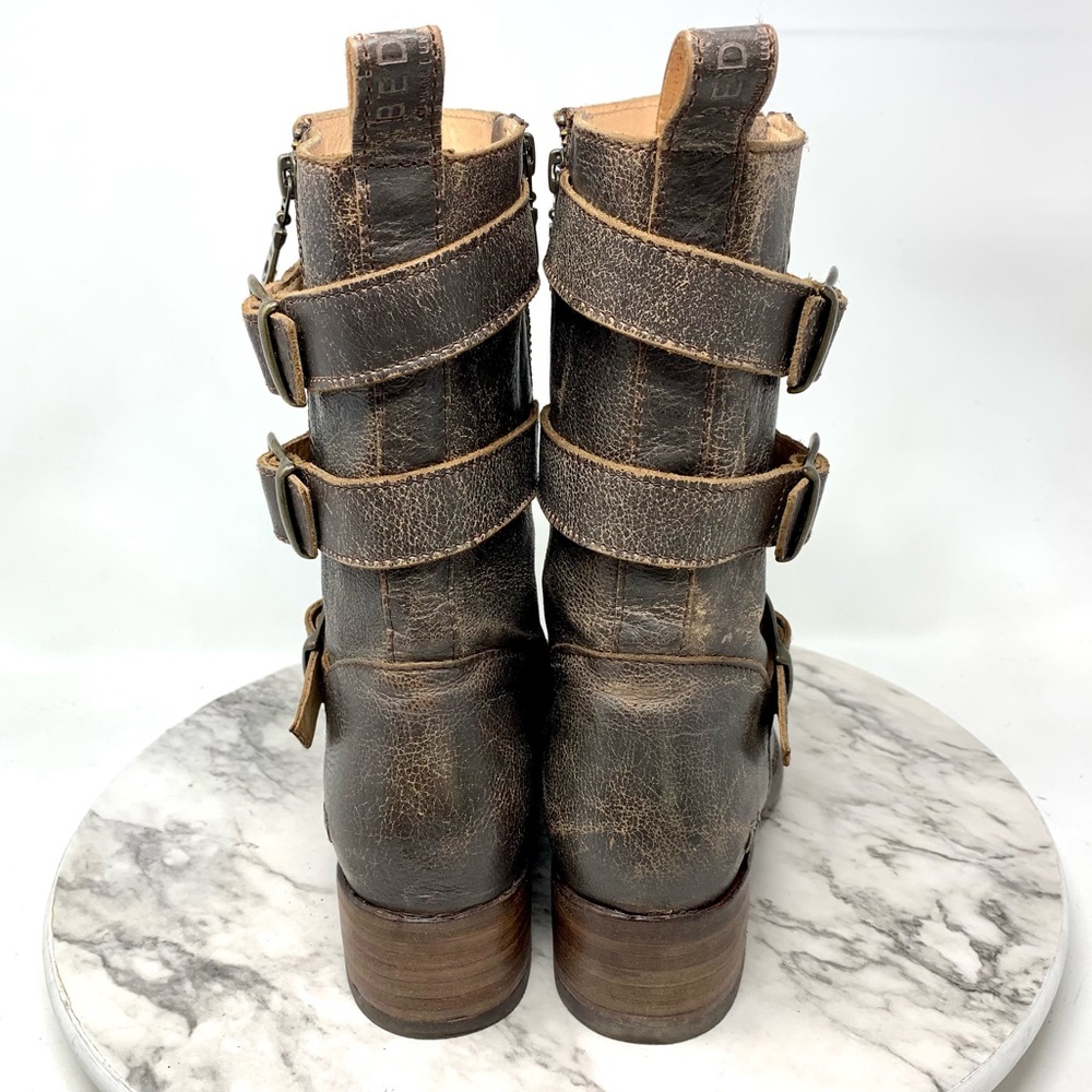 Bed Stu Blanchett Braid Buckle Strap Mid Calf Leather Boots 7 Bohemian Moto Boho - Picture 5 of 16